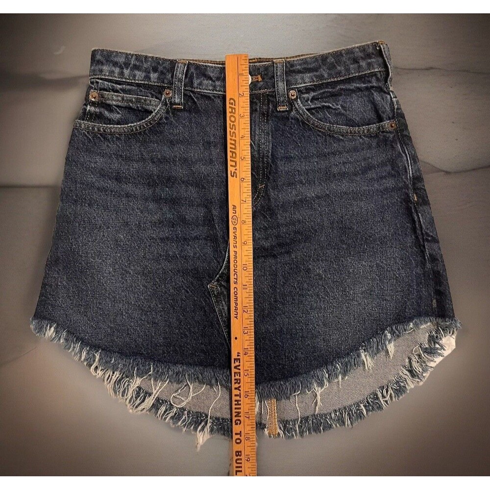 NEW Free People Maverick Fringe Denim Jean Skirt Womens 26 Blue Boho Western - Picture 6 of 6